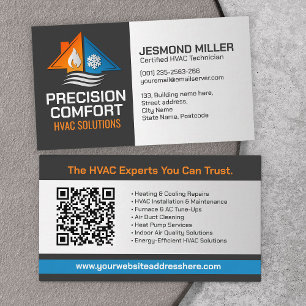 Cartão De Visita Serviços HVAC - Aquecimento, ventilação, CA