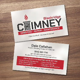 Cartão De Visita Serviços Modernos de Limpeza de Chaminés e Lareira