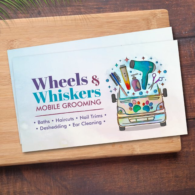 Cartão De Visita Serviços móveis de cultivo de animais de estimação (Criador carregado)