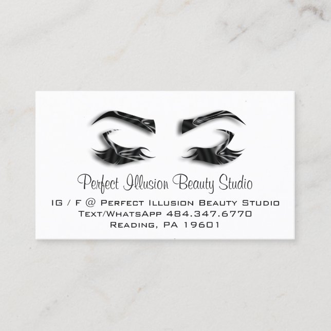 Cartão De Visita Serviços Perfeitos do BeauStudio Lashes Brows (Frente)
