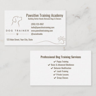 Cartão De Visita Serviços Personalizados de Treinamento de Cães com