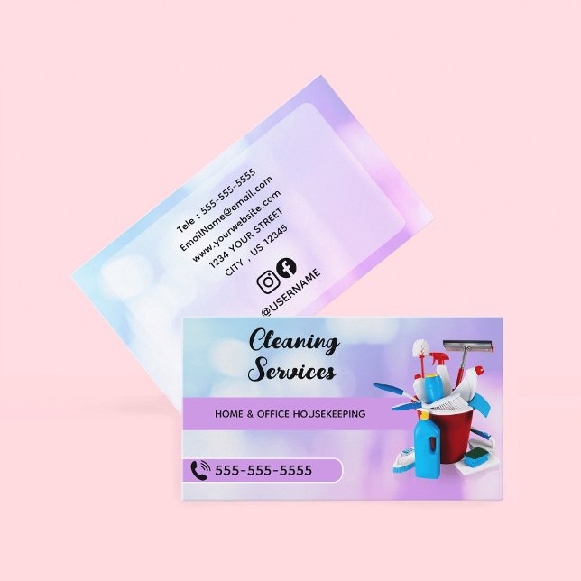 Cartão De Visita Serviços profissionais de limpeza de residências e (Elevate your cleaning brand with our professionally designed business cards)