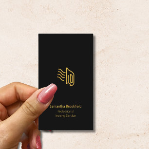 Cartão De Visita Serviços Profissionais de Passar Roupas Black Gold