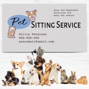 Cartão De Visita Serviços Profissionais de Pet Sitter e Passeador d