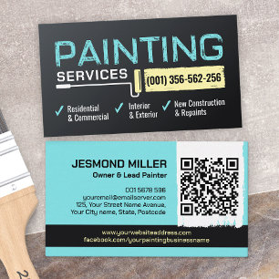 Cartão De Visita Serviços Profissionais de Pintura - Pintor de Casa