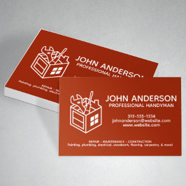 Cartão De Visita Serviços Profissionais Modernos de Handyman Vermel