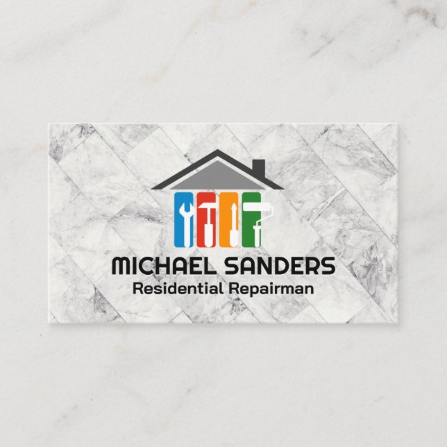 Cartão De Visita Serviços Reparman | Ícones da ferramenta manual (Frente)