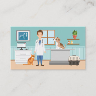 Cartão De Visita Serviços Veterinários Clínica Veterinária Homem e 