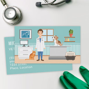 Cartão De Visita Serviços Veterinários Clínica Veterinária Homem e 