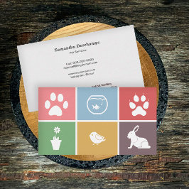 Cartão De Visita Serviços Veterinários ou Pet com Pares Coloridos
