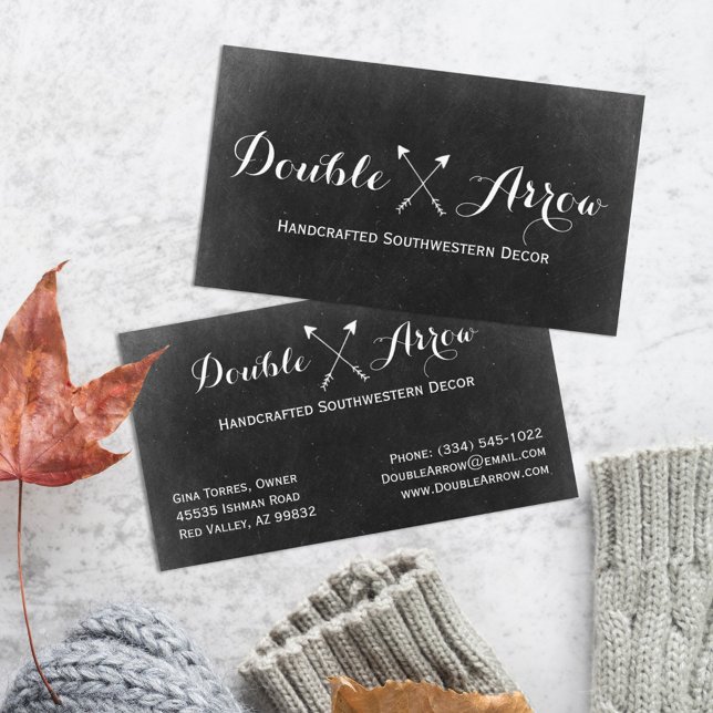 Cartão De Visita Setas Cruzadas No Quadro Russo De Chalkboard Boho  (Criador carregado)