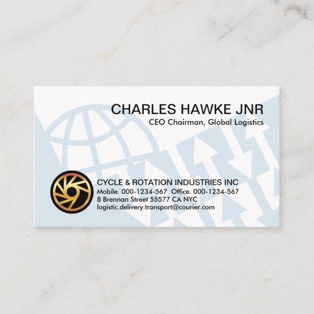 Cartão De Visita Setas de direção globais azuis (Frente)