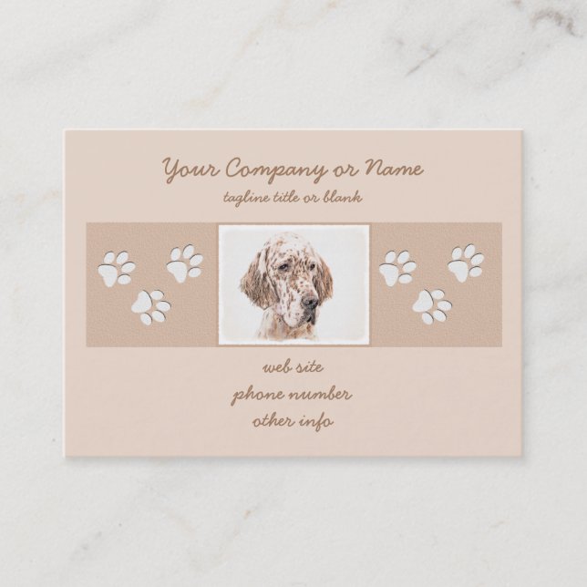 Cartão De Visita Setter Inglês Laranja Belton Pintando Arte Cão (Frente)