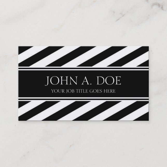Cartão De Visita Seu CargoTitle! Bares Diagonais da Fita B/W (Frente)
