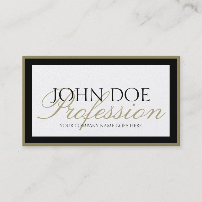 Cartão De Visita Seu CargoTitle! Borda Dourada/Script personalizáve (Frente)