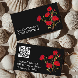 Cartão De Visita Seu código QR Red Floral Personalizado Gótico Pret