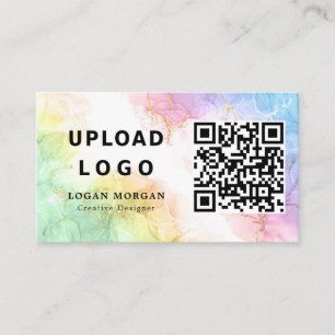 Cartão De Visita Seu logotipo comercial e QR Code Opal Stone Compan