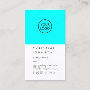 Cartão De Visita seu logotipo em azul-neon