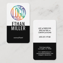 Cartão De Visita Seu logotipo, preto e branco minimalista moderno,