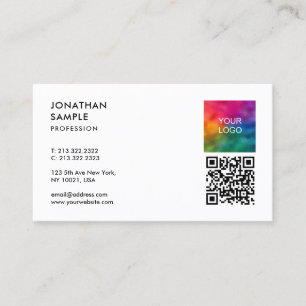 Cartão De Visita Seu logotipo QR Code Modern Elegante Professional