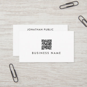 Cartão De Visita Seu Modelo Simples de Código QR de Texto Personali
