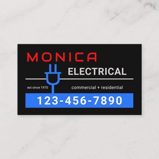 Cartão De Visita Seu Nome Energiza a Tomada Elétrica (Frente)