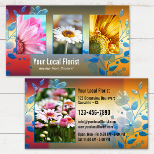 Cartão De Visita Seu Portfólio de Florista com 4 Fotos Coloridas