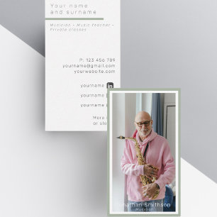 Cartão De Visita Seu próprio músico de fotografia, saxofonista Cart