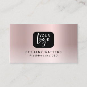 Cartão De Visita Seu Rosa de logotipo Blush Metálico Dourado Quic 