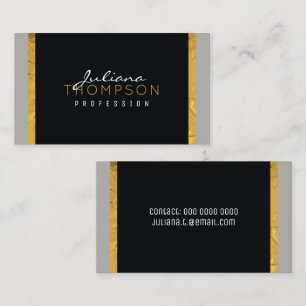 Cartão De Visita seus preto, ouro e cinzas elegantes luxe