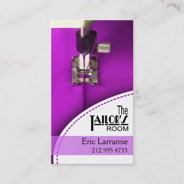 Cartão De Visita Sewing: Alfaiate, costureira, desenhista, (Frente)