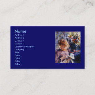 Cartão De Visita Sewing da jovem mulher de Renoir