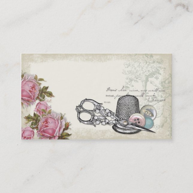 Cartão de visita Sewing do MARFIM das noções (Frente)