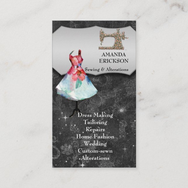 Cartão De Visita Sewing floral feminino dos artesanatos da forma do (Frente)