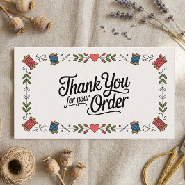 Cartão De Visita Sewing Small Business Thank You Business Card