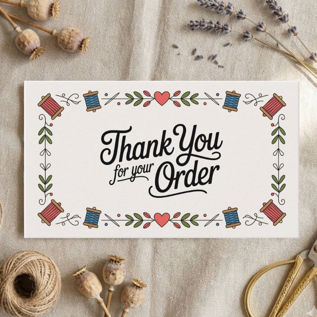 Cartão De Visita Sewing Small Business Thank You Business Card (Criador carregado)