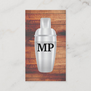 Cartão De Visita Shaker Cocktail  Conselhos de madeira