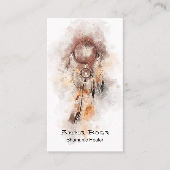 Cartão De Visita *~ Shamanic Dream Catcher Sagrado QR Shaman Tribal (Frente)