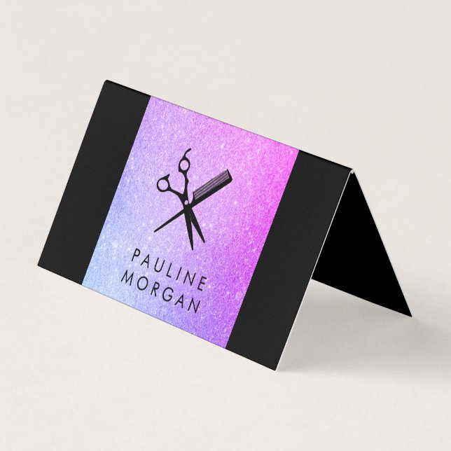 Cartão De Visita Shear e Comb - Lux Glitter Elegante (Frente)