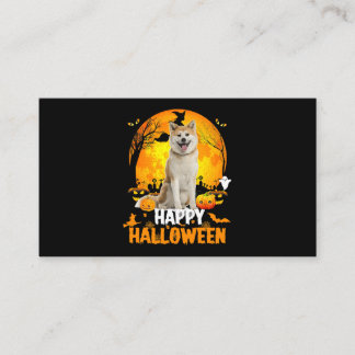 Cartão De Visita Shiba Inu Cachorro Feliz Dia das Bruxas com a Lua