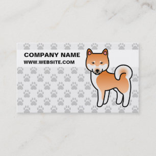 Cartão De Visita Shiba Inu, caricatura vermelha