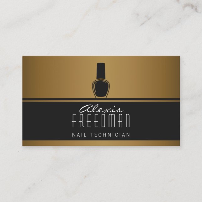 Cartão De Visita Shimmering Dourado e de carvão preto (Frente)