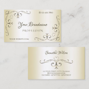 Cartão De Visita Shimmery Cream Ornamentado Canto Fronteiras Orname