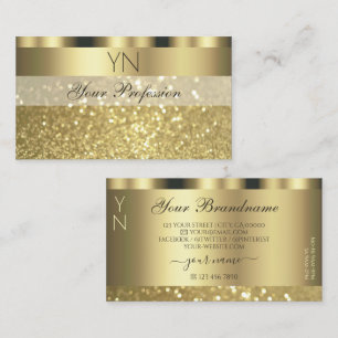 Cartão De Visita Shimmery Luxurioso Dourado Glitter Monograma
