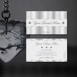 Cartão De Visita Shimmery Silver Sparkle Jewels Elegante Luxurioso