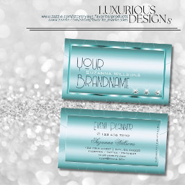 Cartão De Visita Shimmery Teal com Ouros Excelentes Glamorosos