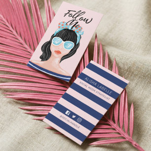 Cartão De Visita Siga-me Trendy Modern Beach Beauty Social Media