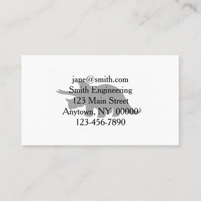 Cartão De Visita Silhouette of triceratops - Escolha a cor do backg (Frente)