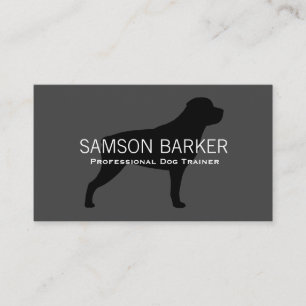 Cartão De Visita Silhouette preto rottweiler na Cinza Rottie Dog