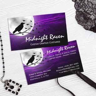 Cartão De Visita Silhueta Black Crow Raven em Lua Edgy Gótica